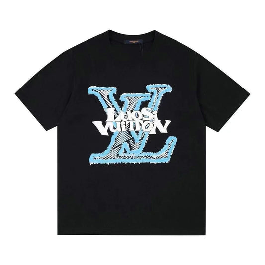 L's Blue Raw Edge Logo T-Shirt