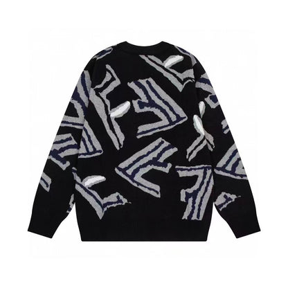 F Letter Knitted Sweater