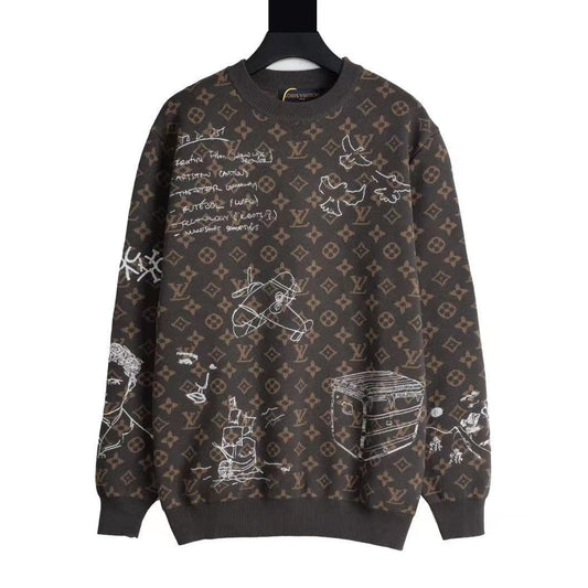 all over print classic embroidered sweater