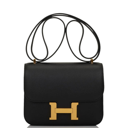 HE&ME Constance Bag 18 Black Epsom Gold Hardware