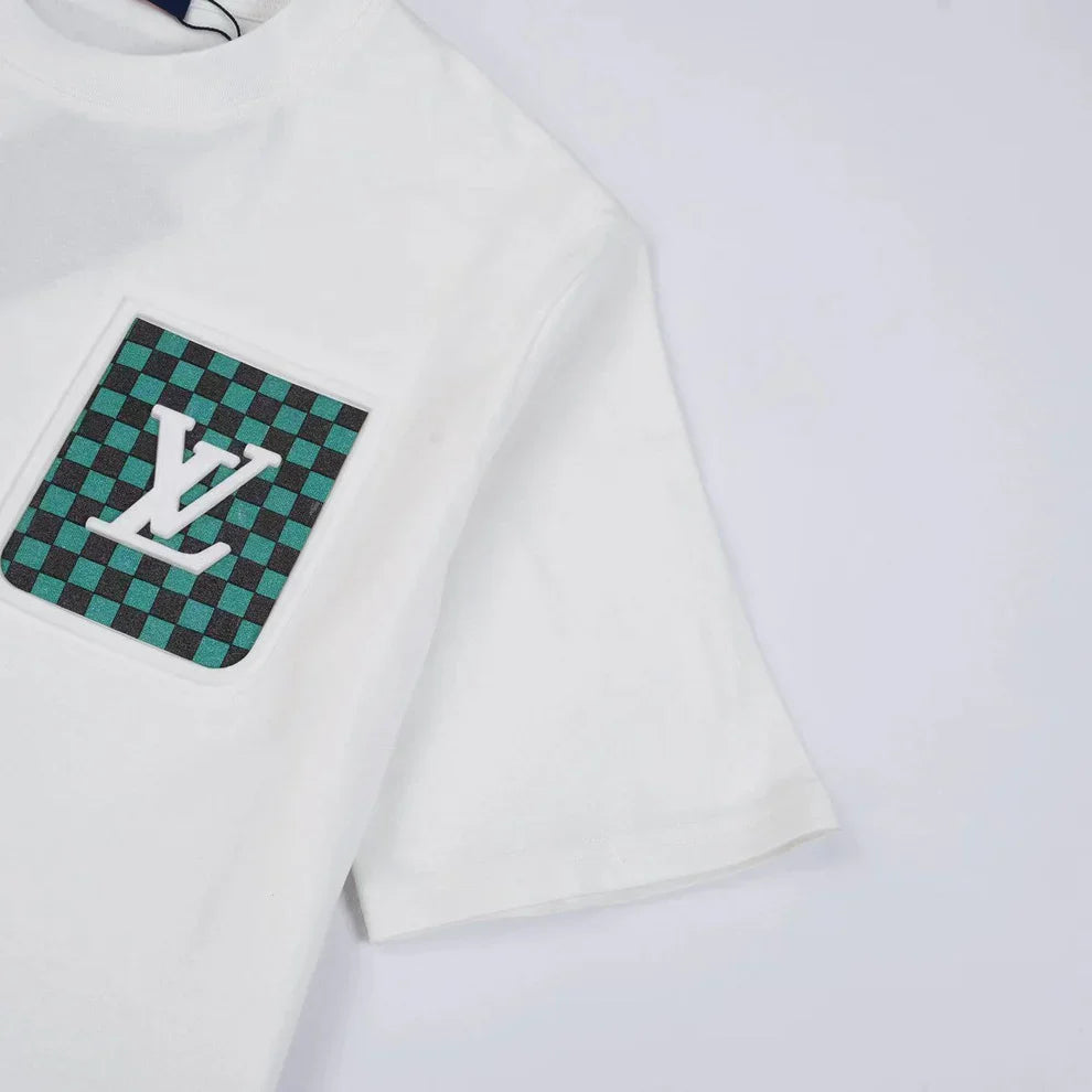 L's Green And Black Checkered Pattern Pocket T-shirt