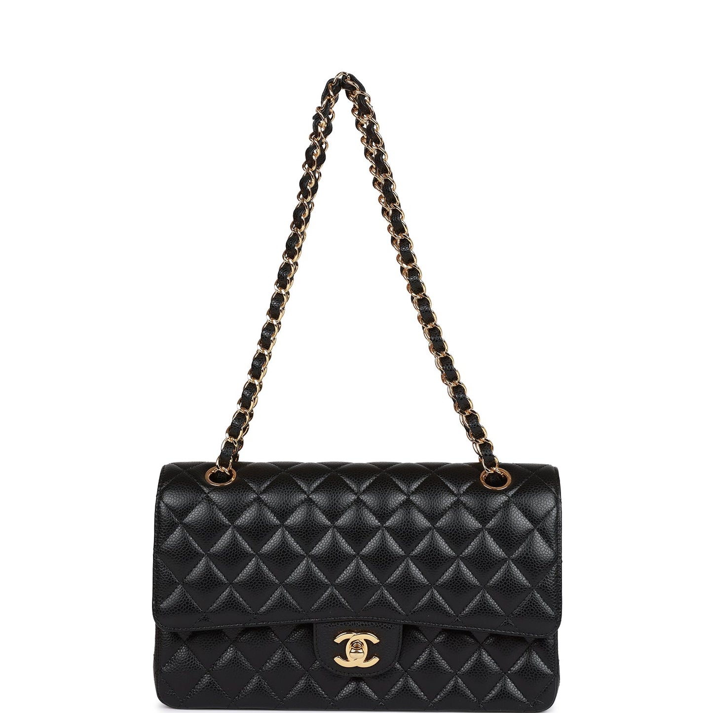 Medium Classic Double Flap Bag Black Caviar Gold Hardware