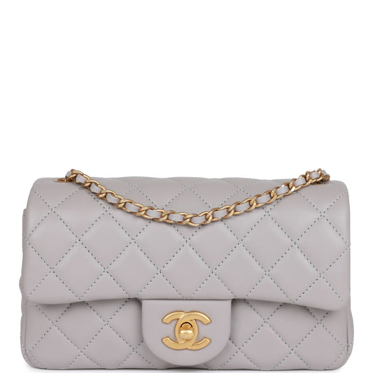 Mini Flap Bag Light Grey  Hardware