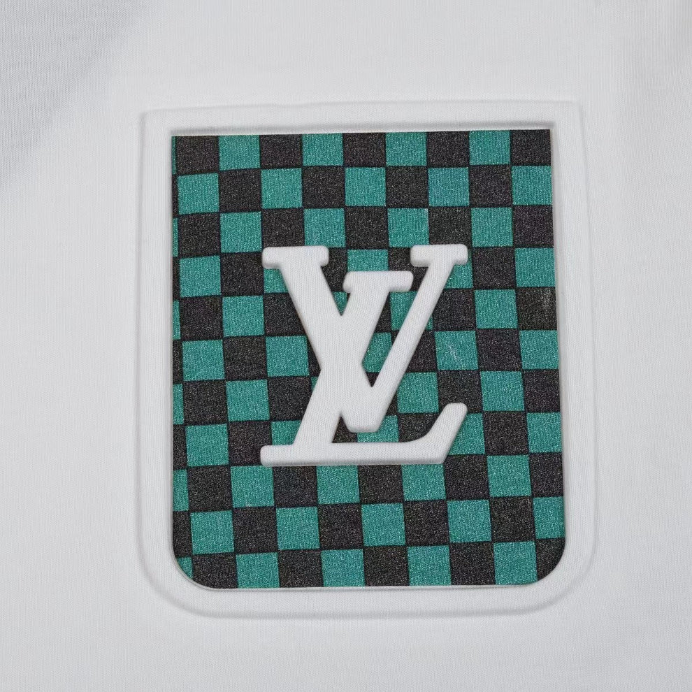 L's Green And Black Checkered Pattern Pocket T-shirt