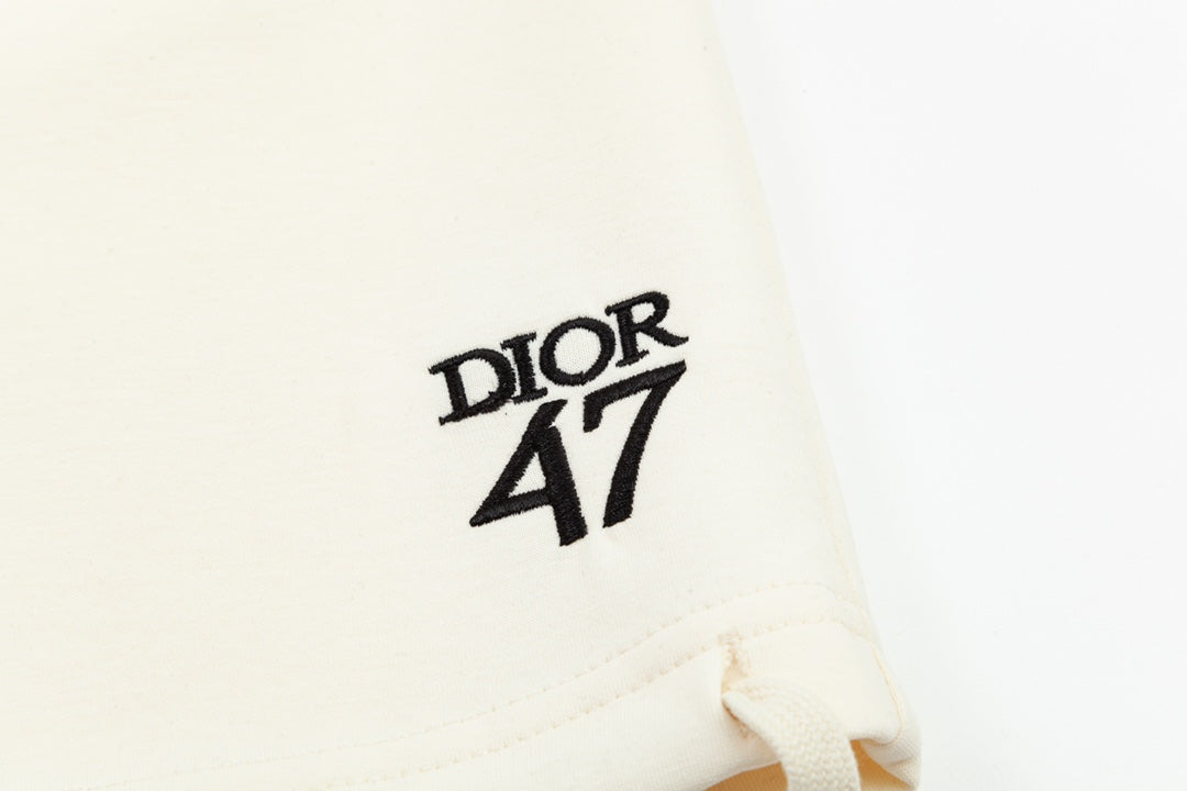 D's "47" letter embroidered tassel pants with simple style shorts