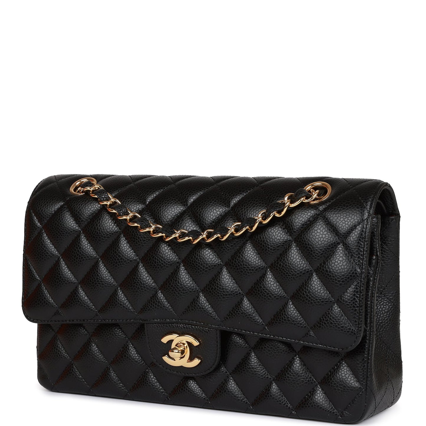 Medium Classic Double Flap Bag Black Caviar Gold Hardware