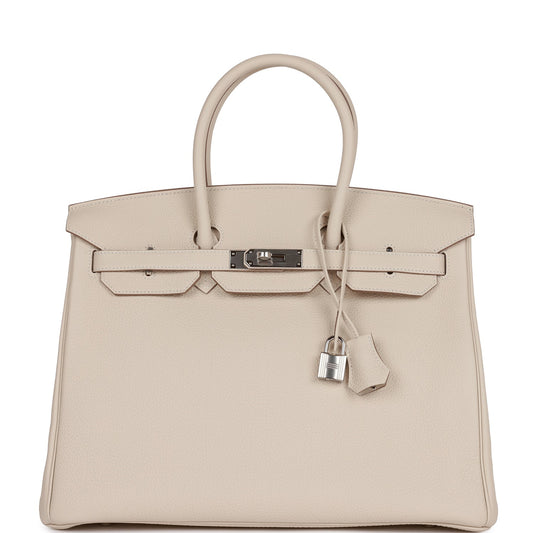 HE&ME Birkin 35 Craie Togo Palladium Hardware