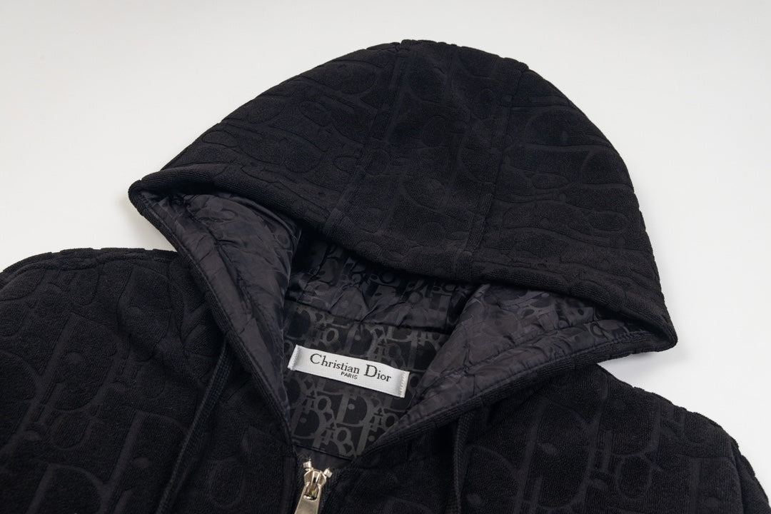 D's Towel textured fabric hooded jacket