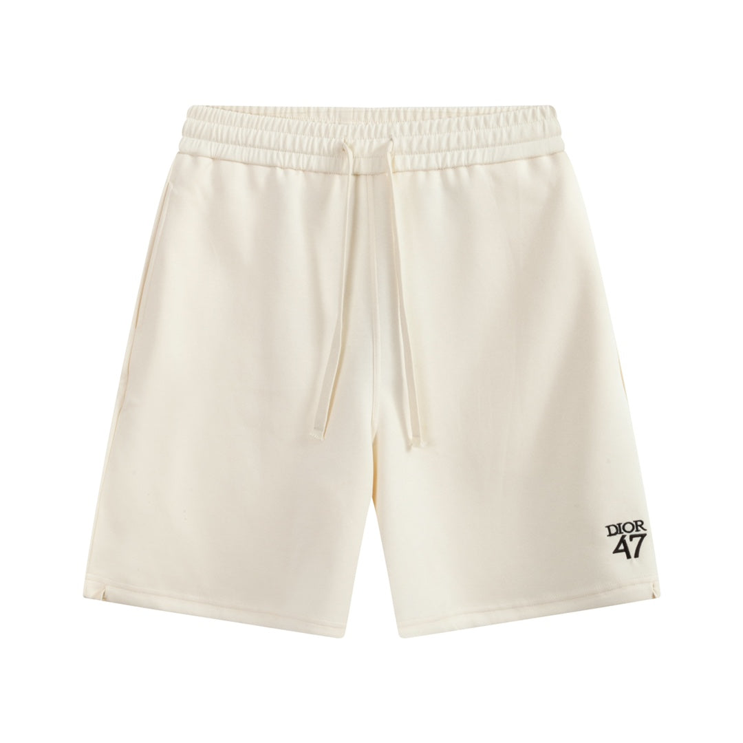 D's "47" letter embroidered tassel pants with simple style shorts