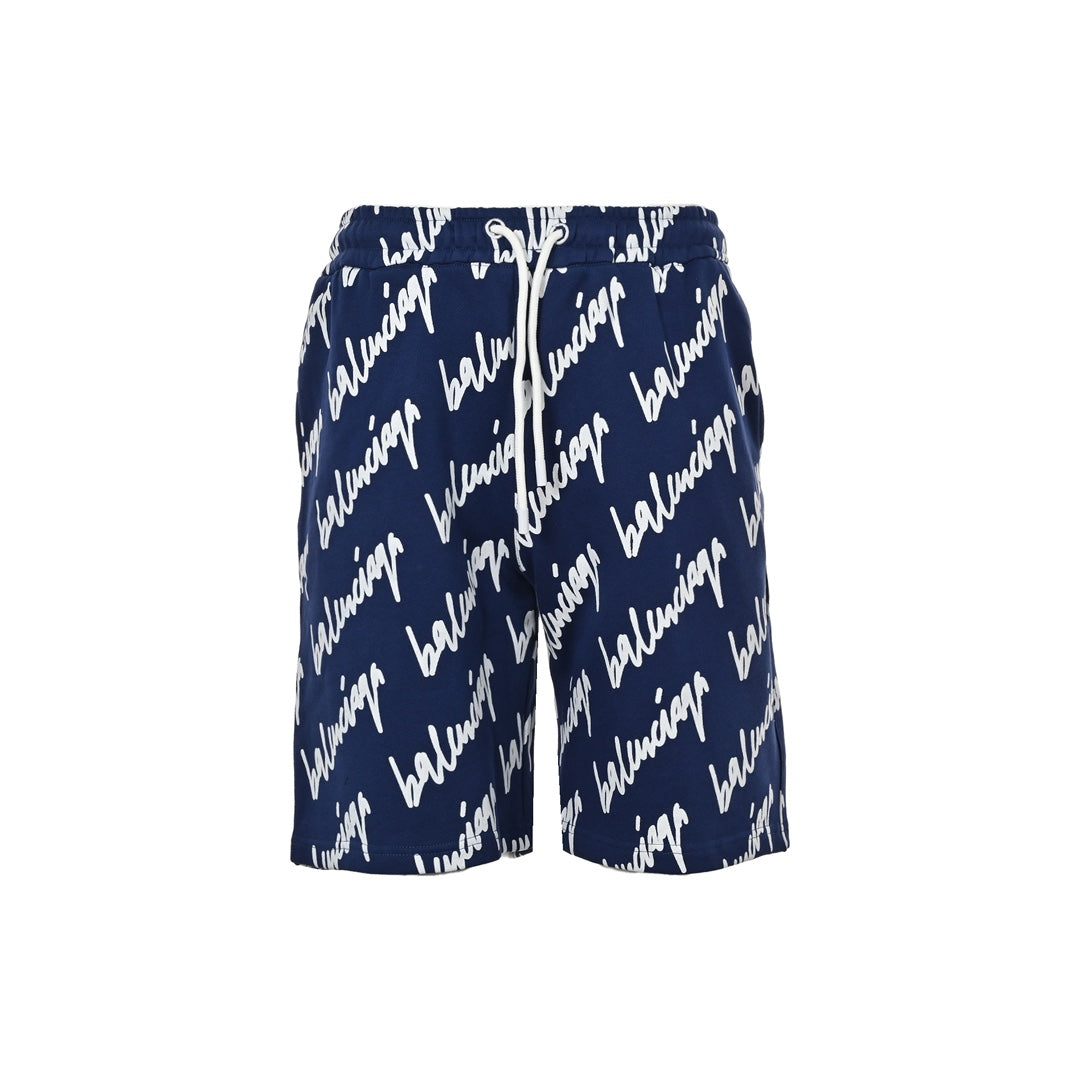 Cursive full print letter shorts