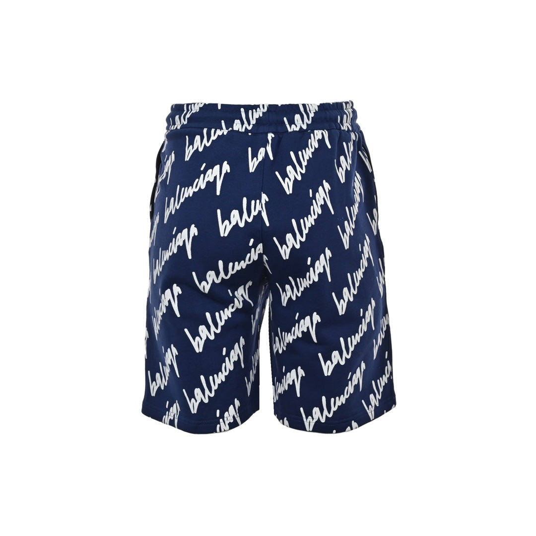 Cursive full print letter shorts