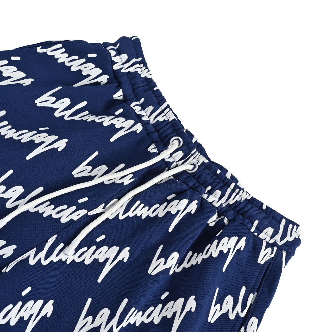 Cursive full print letter shorts