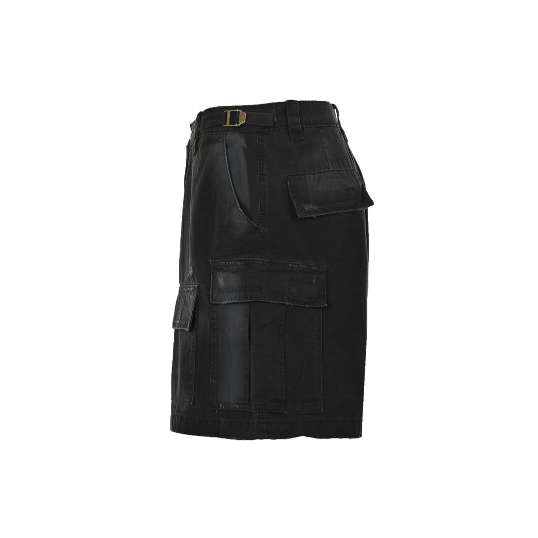 Washed workwear pocket shorts