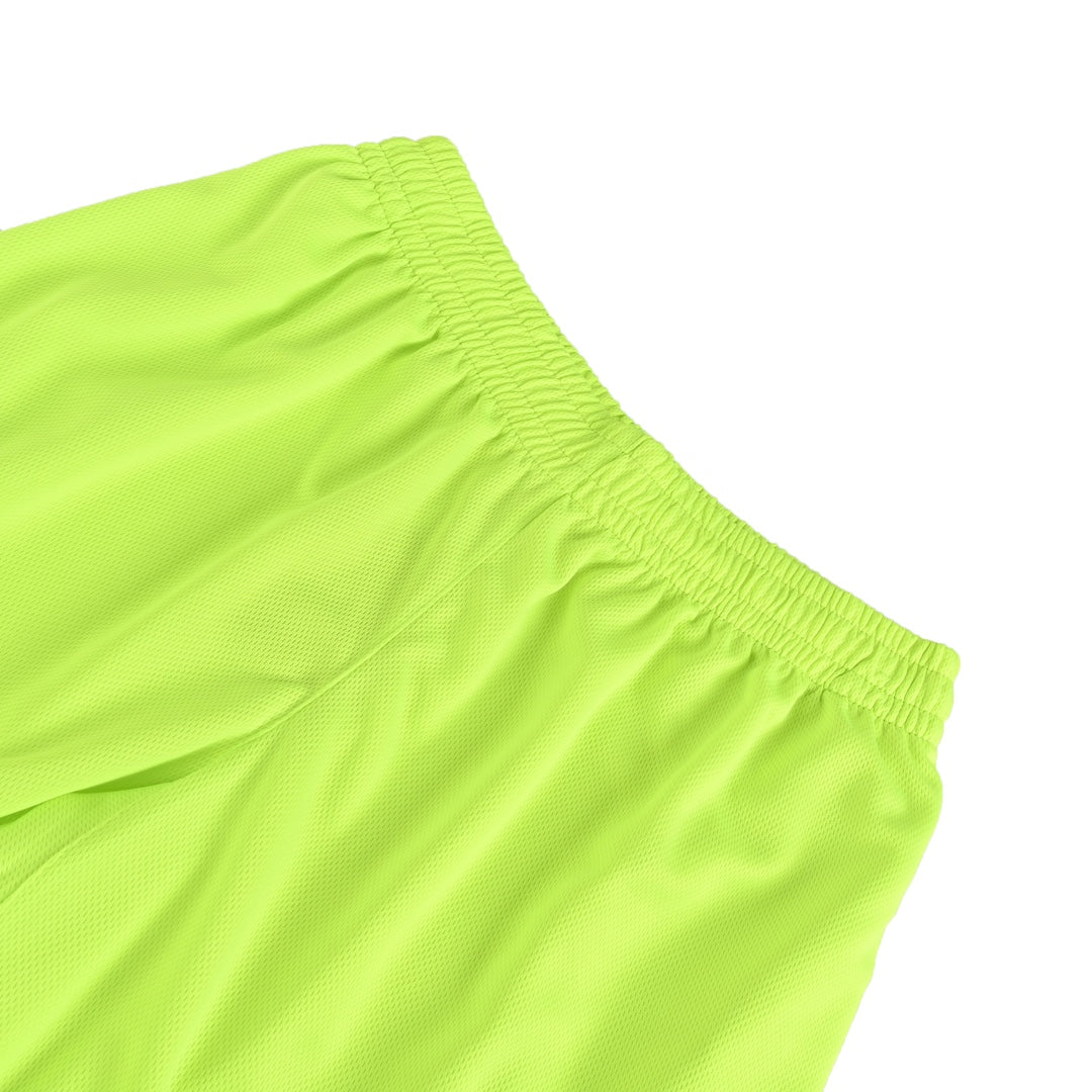 Fluorescent embroidered patchwork shorts