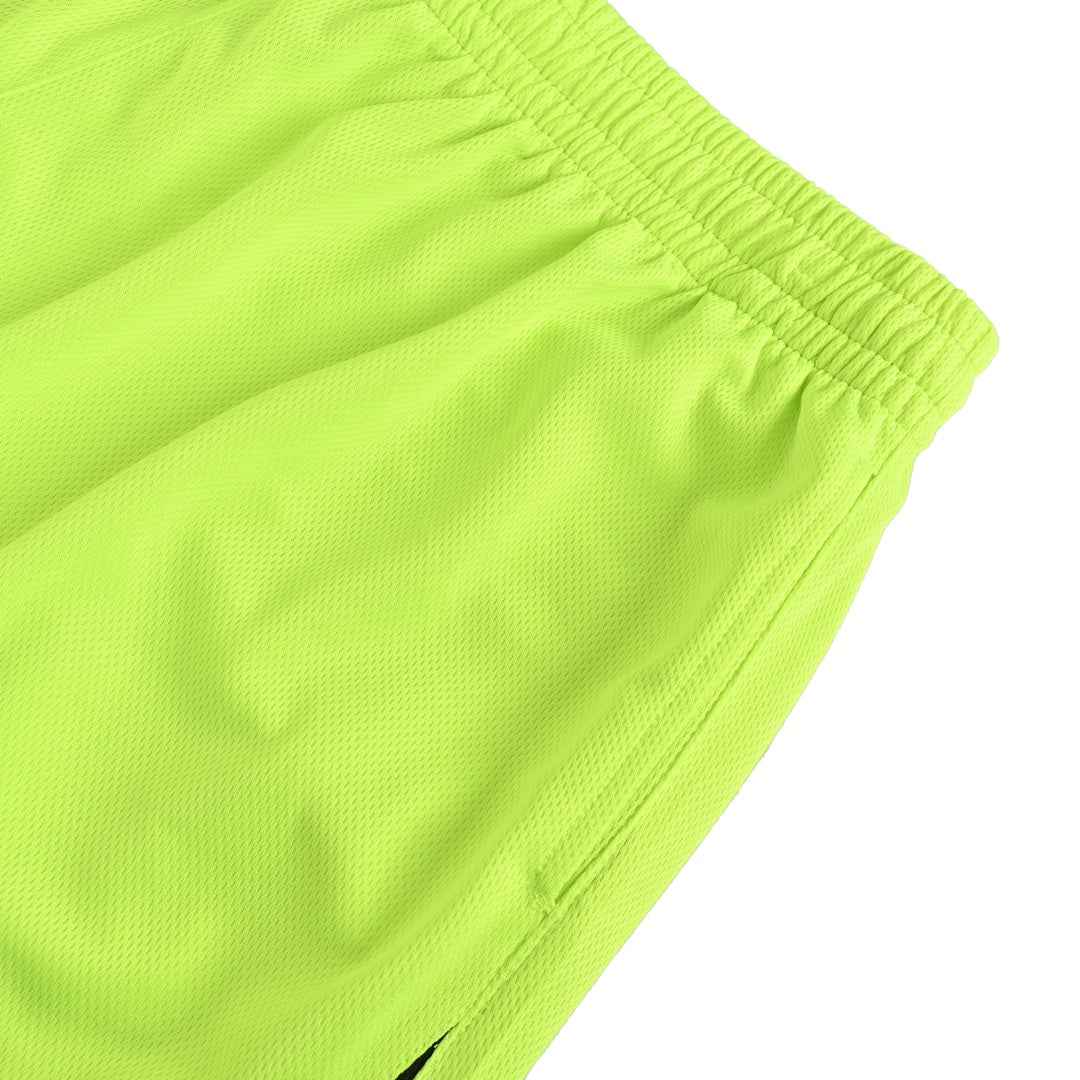 Fluorescent embroidered patchwork shorts