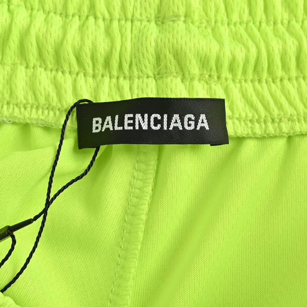 Fluorescent embroidered patchwork shorts