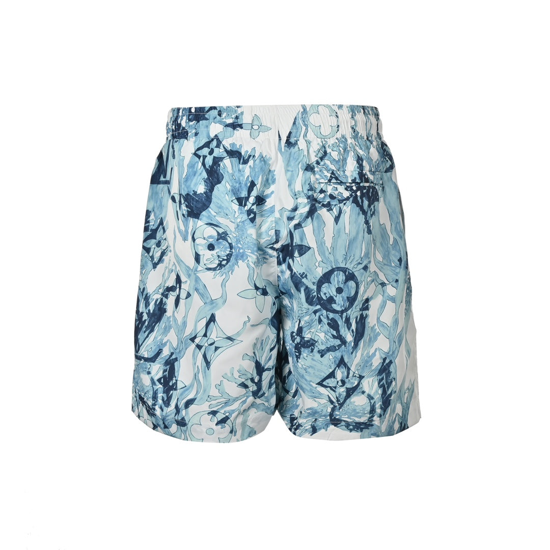 Coral seaweed print shorts