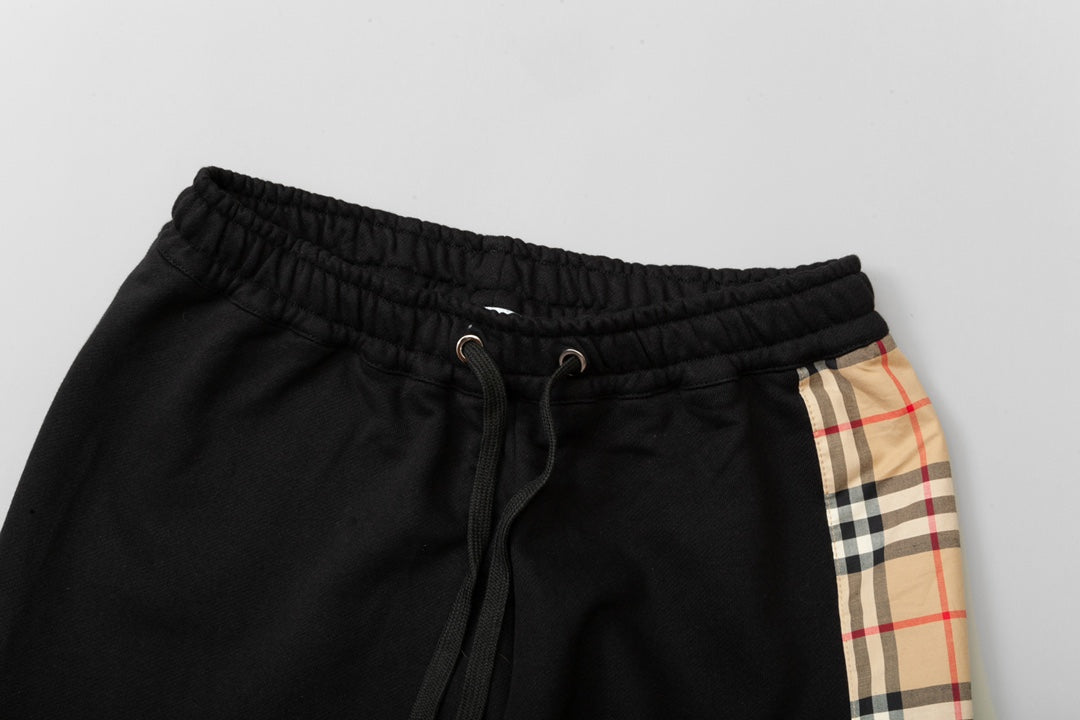 Check Panel Cotton Loose Sweatpants