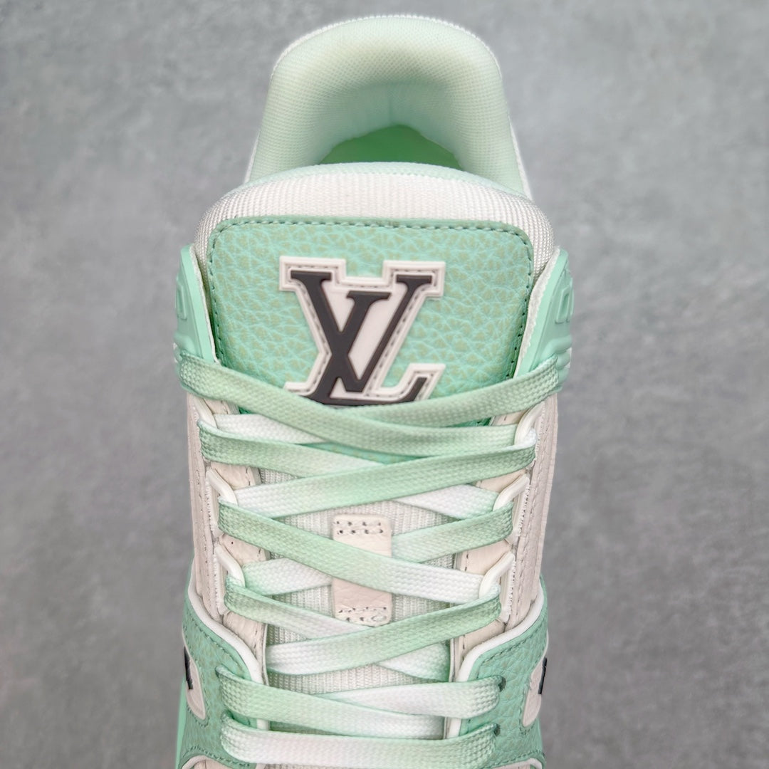 L's Light Green And White Pattern Sneakers