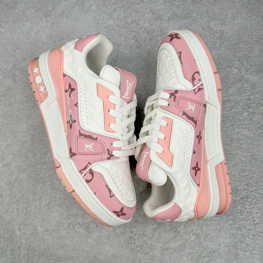 L's Pink With White Pattern Confortable Sneakers